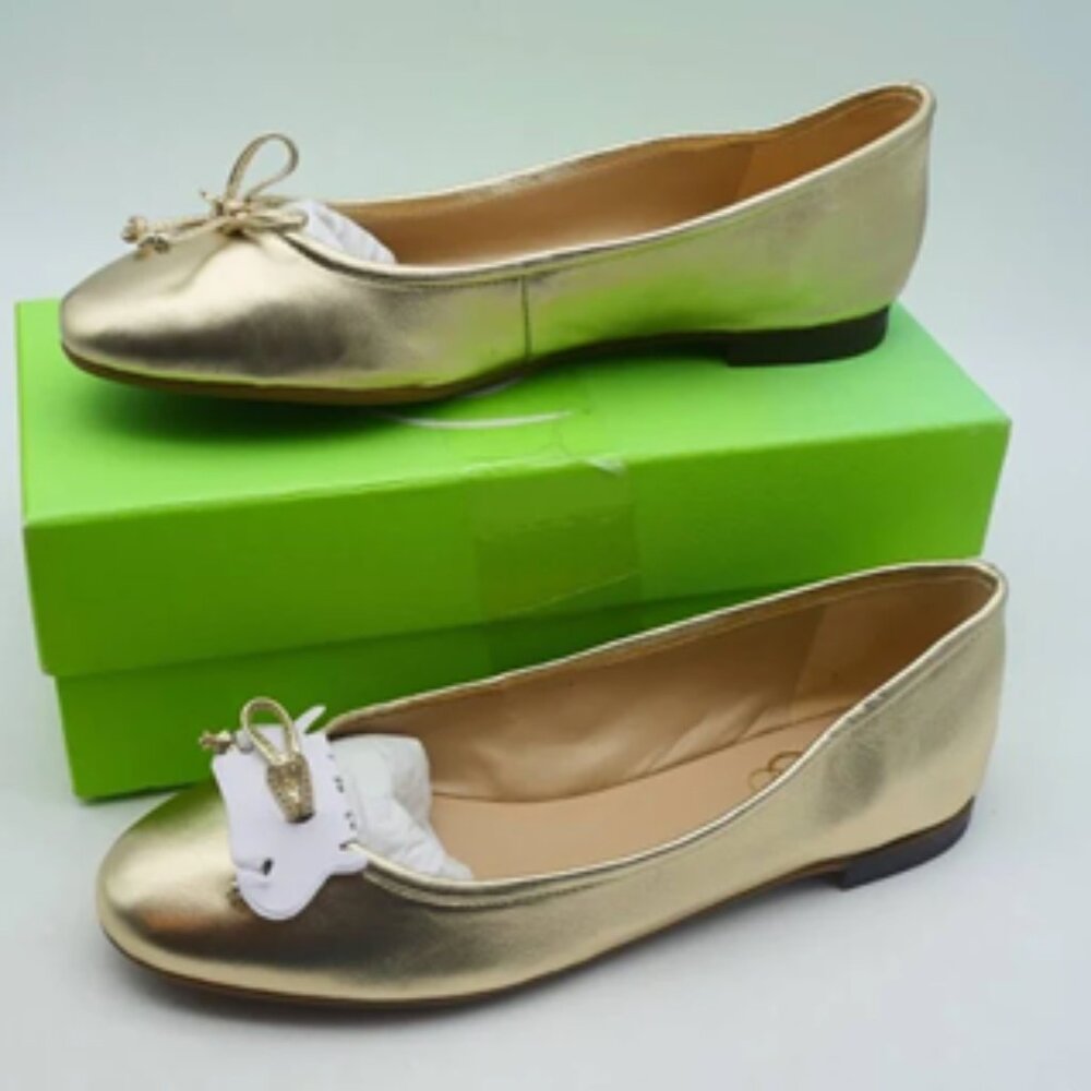 Sam Edelman Women's 8.5 Kaylee Gold Ballet Flats Leather